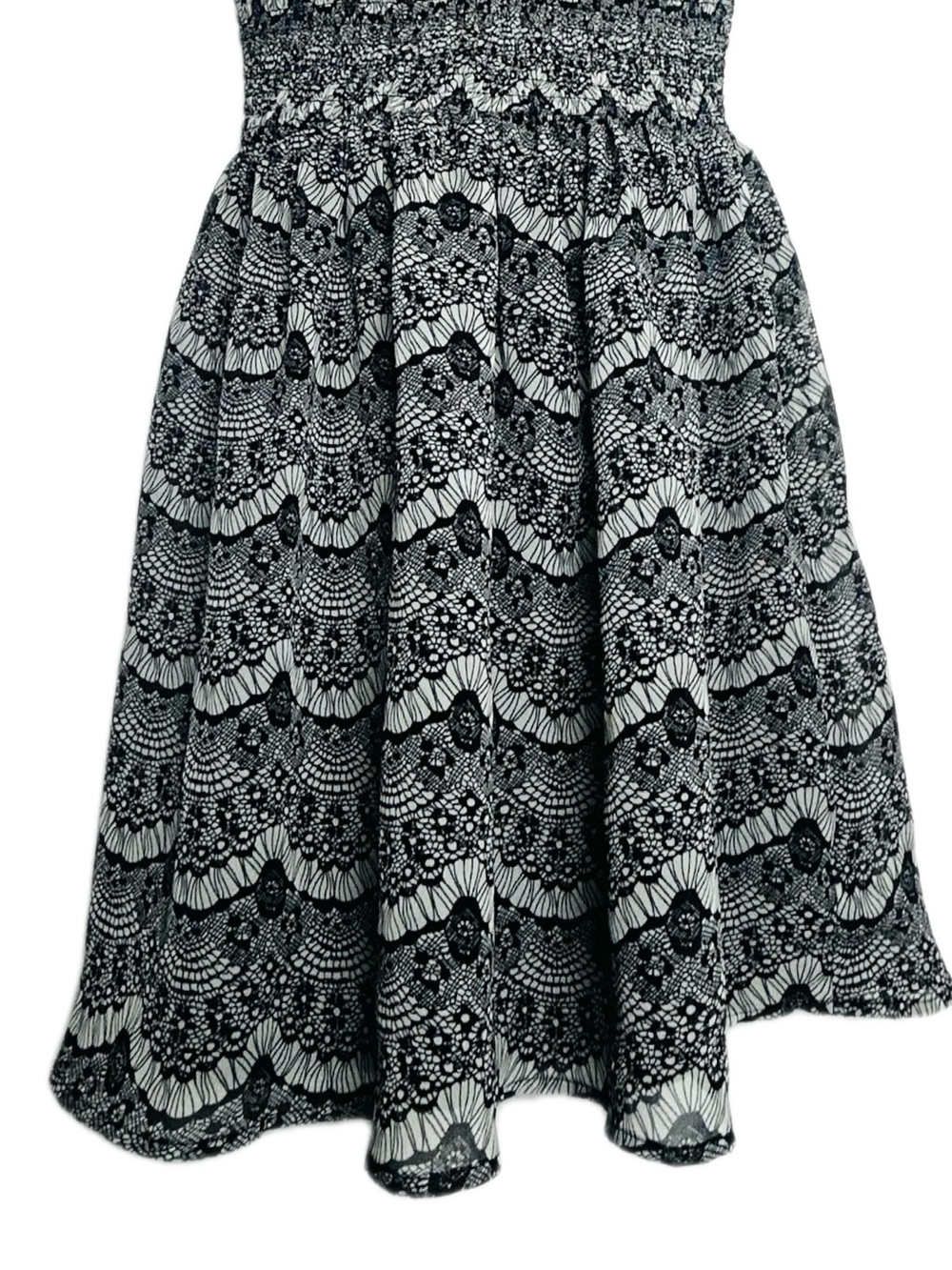 Black and White Strapless Smocked Sundress - Picture 9 of 16
